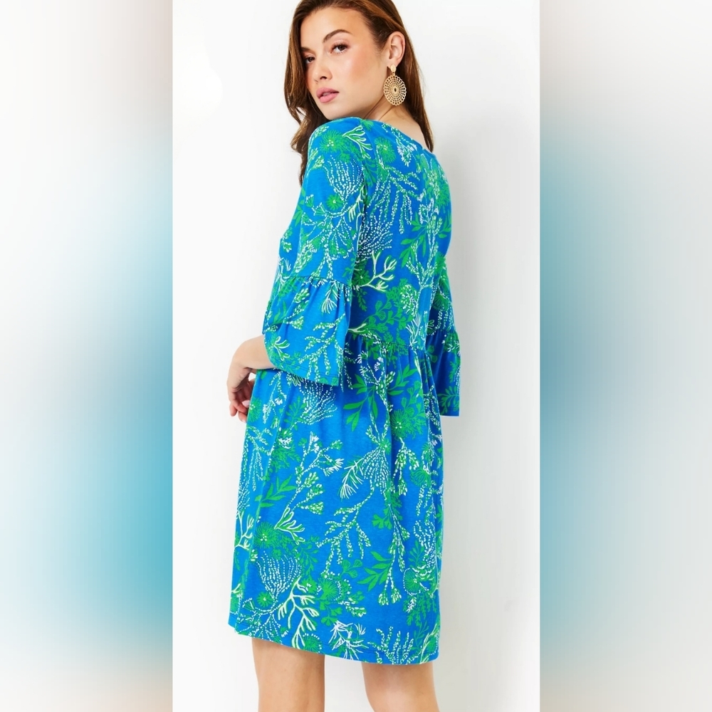 Lilly Pulitzer NWT Jannie V-Neck Cotton Dress Briny Blue A Bit Salty - Picture 4 of 6